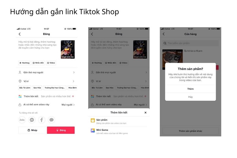 Cách gắn sản phẩm Tiktok vào video Tiktok