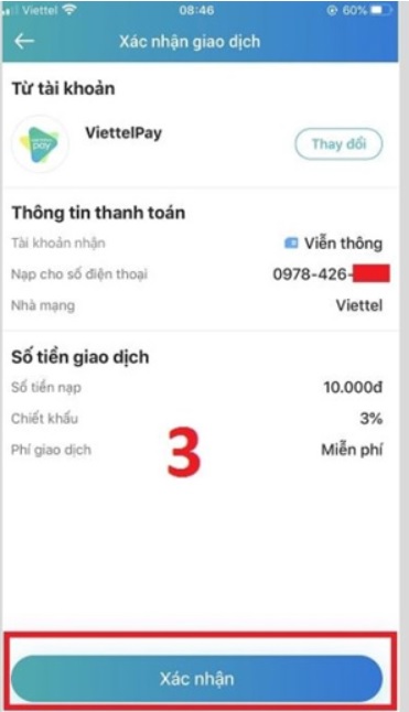 Cách nạp tiền điện thoại cho người khác qua App Viettel pay