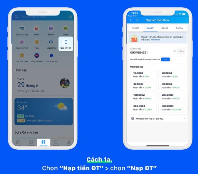 Cách nạp tiền điện thoại cho người khác qua App ZaloPay