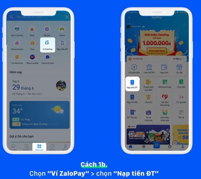 Cách nạp tiền điện thoại cho người khác qua App ZaloPay
