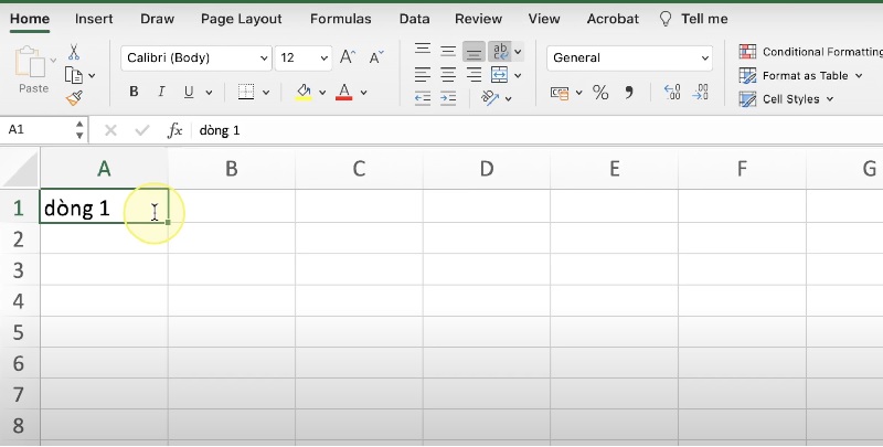 Cách xuống dòng trong 1 ô Excel trên Macbook Sử dụng tổ hợp Command + Enter
