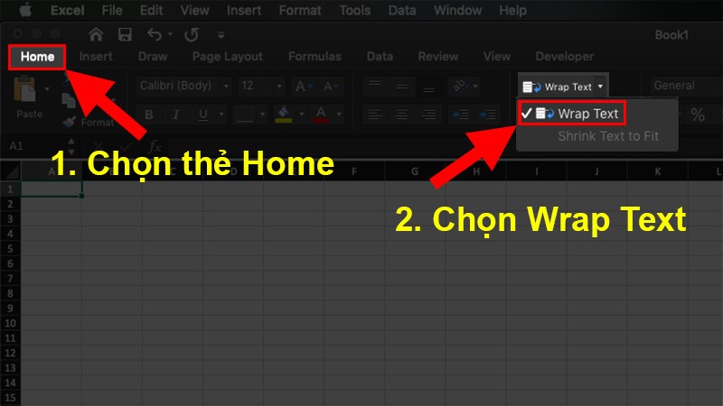 Cách xuống dòng trong 1 ô Excel trên Macbook Sử dụng tổ hợp phím Shift + Control + Command + Enter