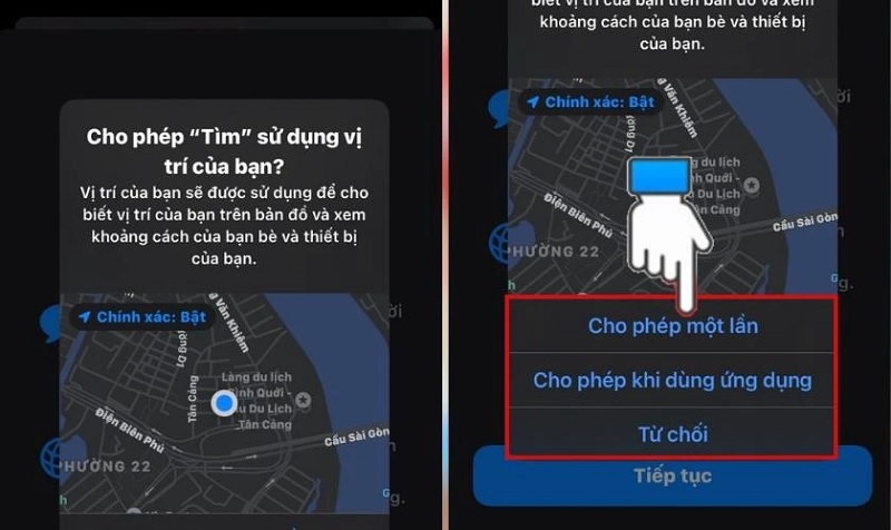 Chia sẻ vị trí giữa 2 điện thoại iPhone bằng ứng dụng Tìm