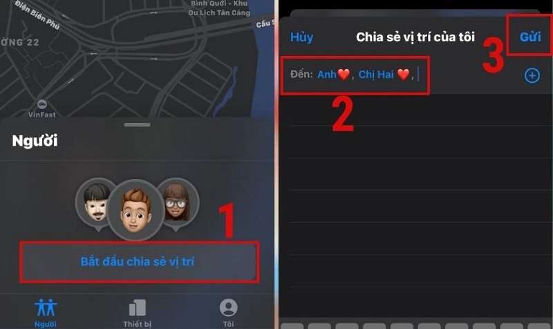 Cách cài định vị theo dõi chồng​ bằng cách cài định vị trên 2 điện thoại iPhone