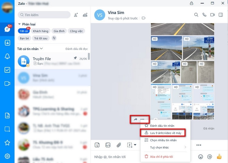 Cách chuyển ảnh từ điện thoại sang máy tính​ bằng Ứng Dụng Nhắn Tin