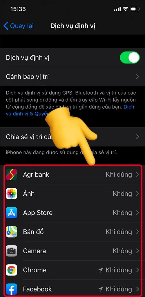 Sử dụng tính năng Quyền riêng tư định vị iPhone của chồng