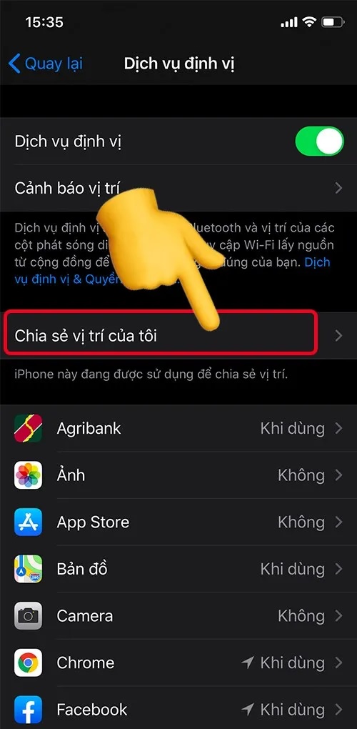 Sử dụng tính năng Quyền riêng tư định vị iPhone của chồng