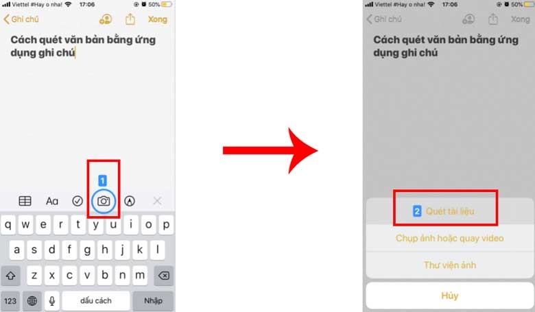 Cách scan ảnh bằng điện thoại​ bằng tính năng ghi chú trên iPhone