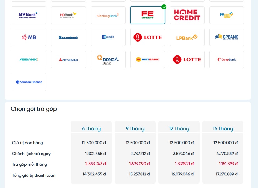 Cách tính trả góp điện thoại