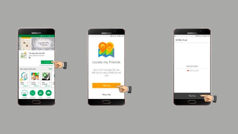 Sử dụng ứng dụng Find My Friend bằng cách cài định vị giữa 2 điện thoại Samsung 