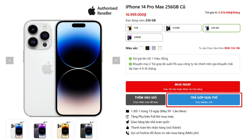 Cách mua trả góp điện thoại qua thẻ tín dụng