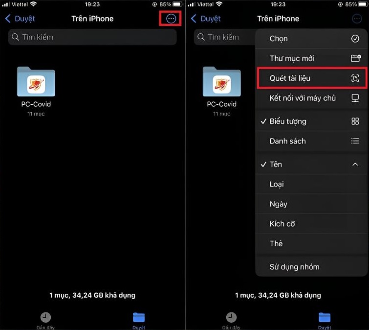 Cách scan trên iPhone bằng ứng dụng tệp