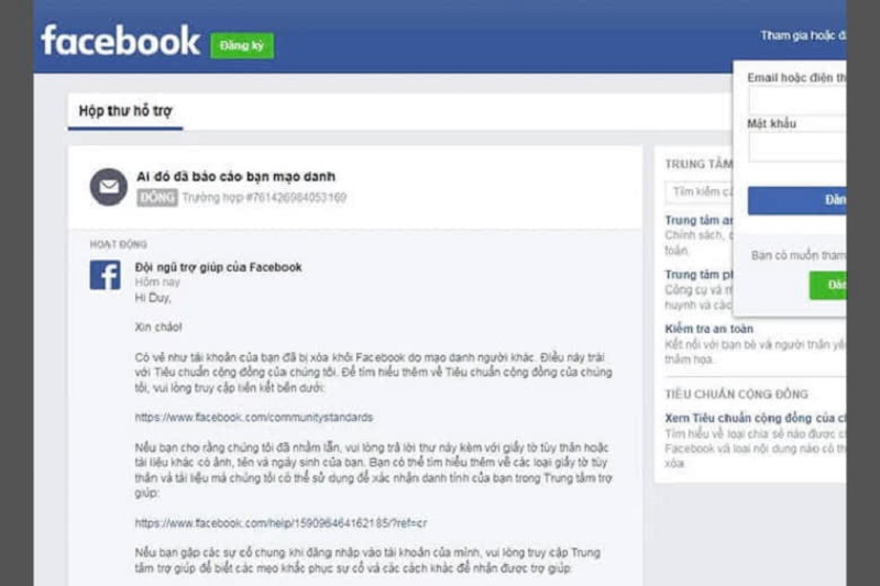 Liên hệ với trung tâm trợ giúp Facebook