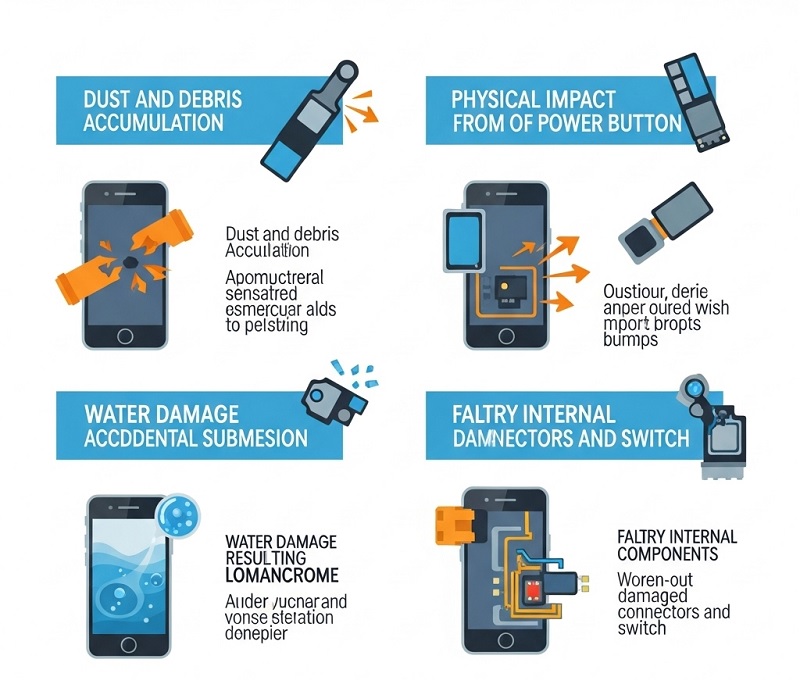 Nguyên nhân nút nguồn điện thoại bị hư