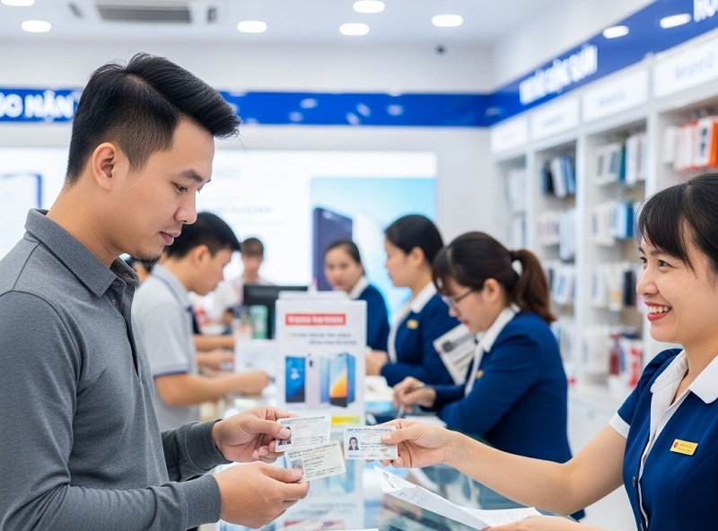 Trả góp điện thoại cần CCCD, đủ 18 tuổi, mang giấy tờ gốc đối chiếu.