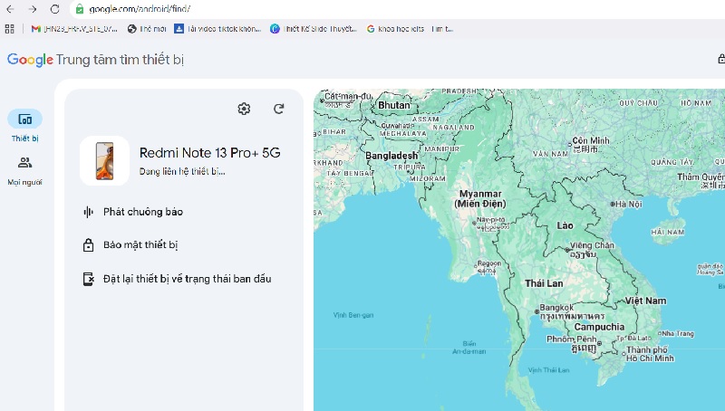 Vào android.com/find, đăng nhập tài khoản Google để định vị điện thoại Android mất.