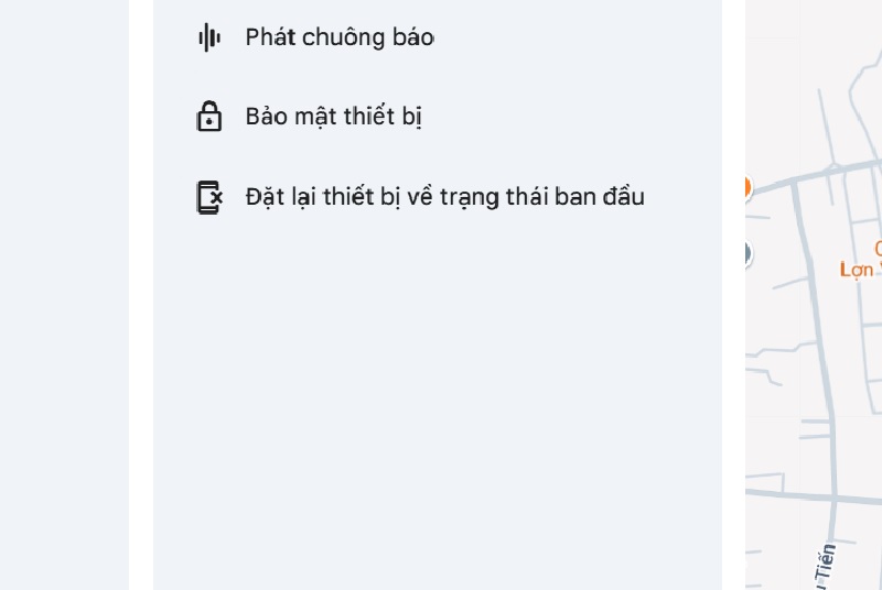 Find My Device cho phép phát âm thanh, khóa máy hoặc xóa dữ liệu từ xa.