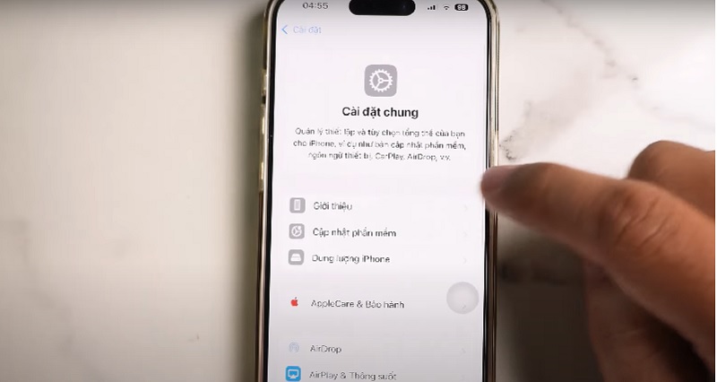 Vào Cài đặt => Cài đặt chung.