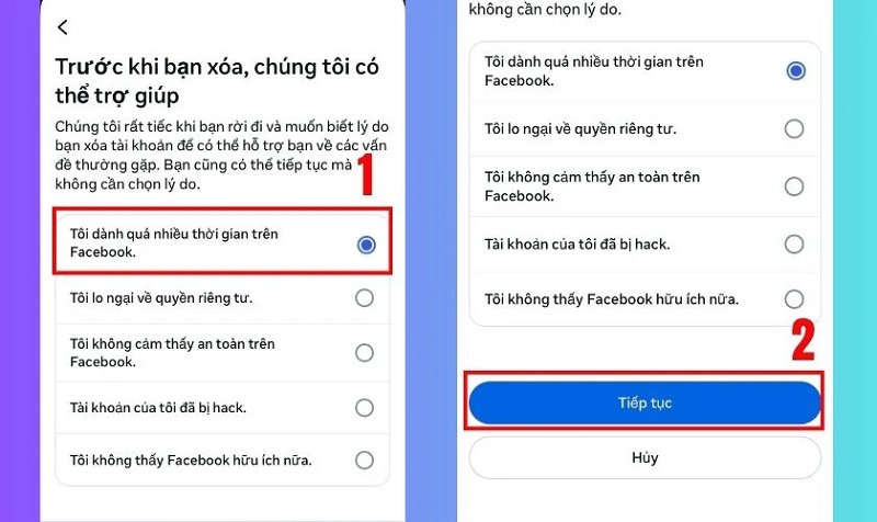 Hướng dẫn cách xóa tài khoản facebook trên điện thoại 