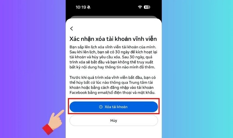 Hướng dẫn cách xóa tài khoản facebook trên điện thoại 
