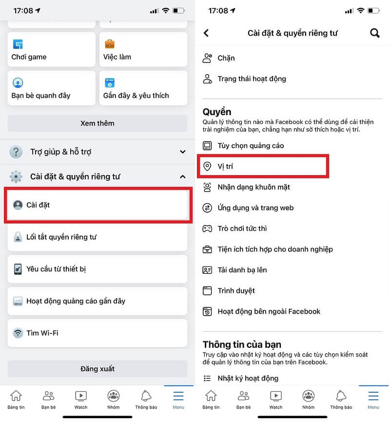 Hướng dẫn cách tìm điện thoại bị mất qua Facebook trên điện thoại