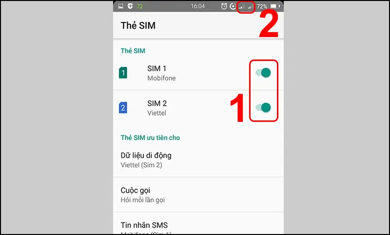 Cách bật chế độ 2 Sim trên máy Android