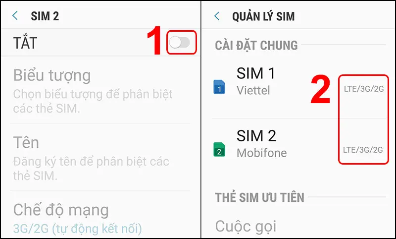 Cài đặt cuộc gọi 2 SIM trên Samsung