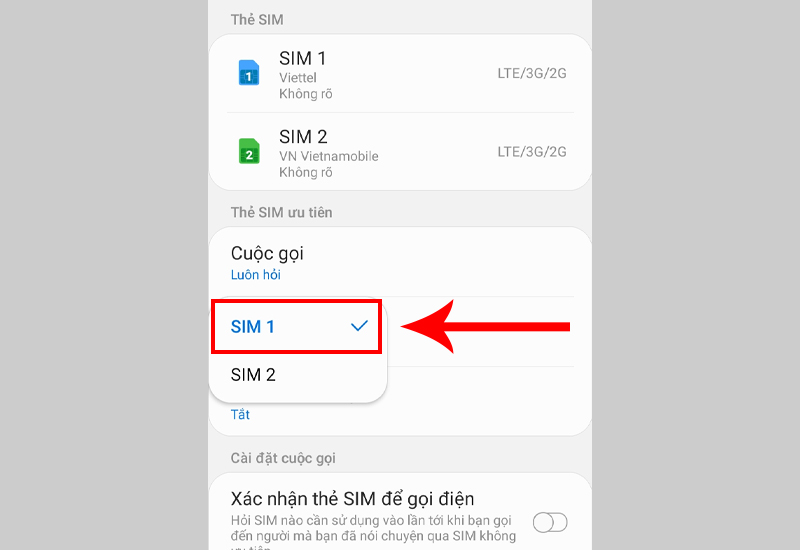 Cách cài đặt SIM ưu tiên gửi tin nhắn