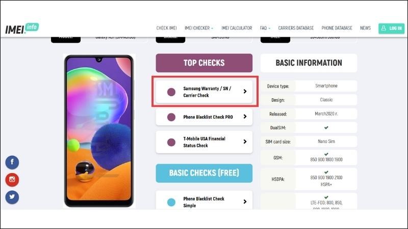 Cách kiểm tra thời gian bảo hành điện thoại Samsung bằng IMEI