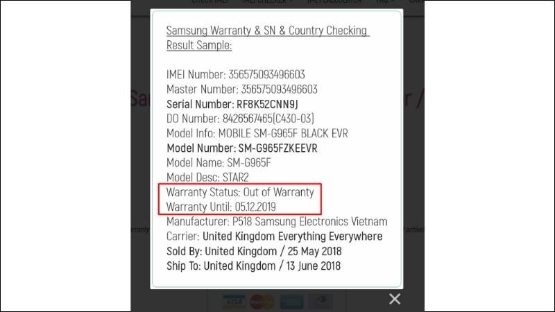 Cách kiểm tra thời gian bảo hành điện thoại Samsung bằng IMEI