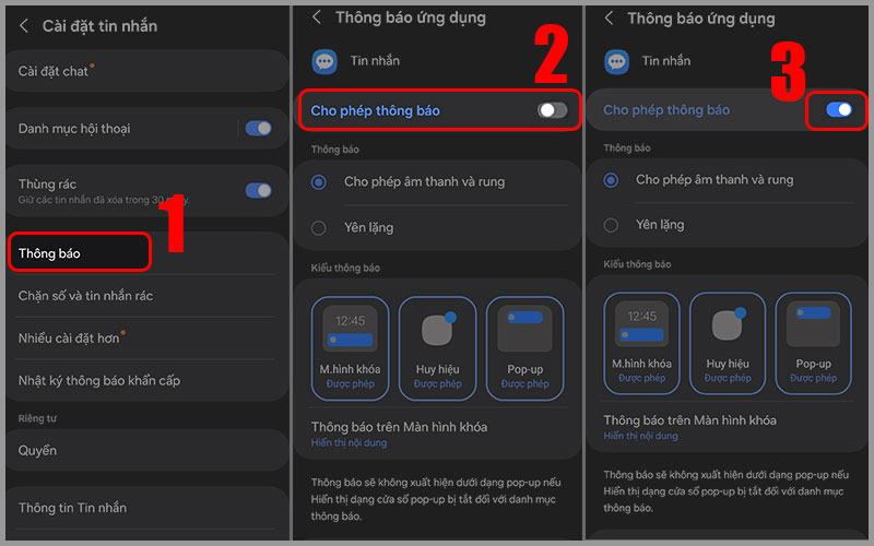Cách cài đặt thông báo tin nhắn mặc định