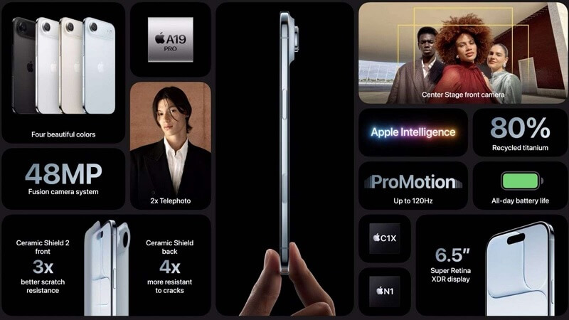 iPhone Air Camera mới Fusion 48MP, quay video 4K Dolby Vision