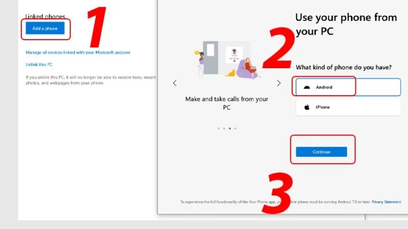 Kết nối điện thoại Samsung với máy tính bằng tài khoản Microsoft