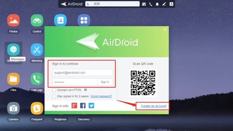 Kết nối điện thoại Samsung với máy tính bằng AirDroid