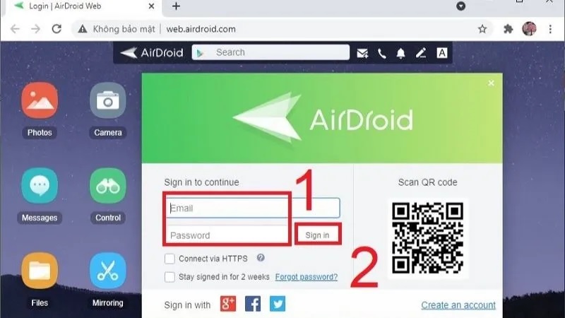Cách kết nối máy tính với điện thoại qua ứng dụng AirDroid