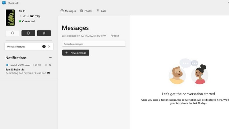 Kết nối điện thoại với máy tính qua ứng dụng Phone Link