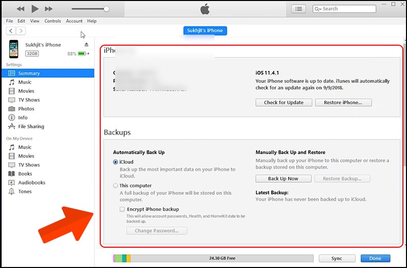 Hướng dẫn phần mềm kết nối iPhone với máy tính qua iTunes