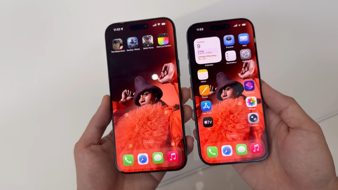 So sánh iPhone 17 Pro và iPhone 17 Pro Max qua màn hình