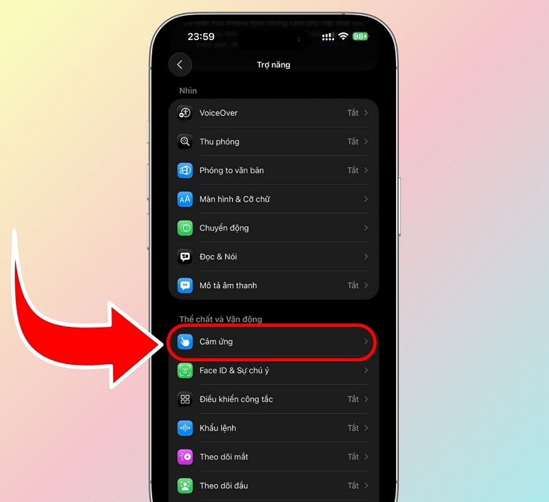 Cách bật tắt chế độ im lặng trên iPhone 17 bằng AssistiveTouch