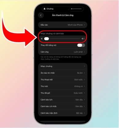 Cách bật tắt chế độ im lặng trên iPhone 17 qua cài đặt