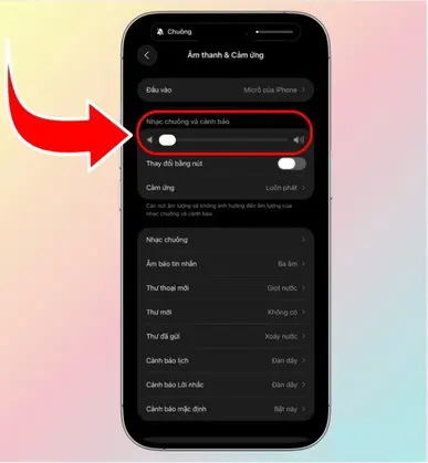 Cách bật tắt chế độ im lặng trên iPhone 17 qua cài đặt