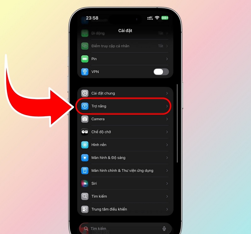 Cách bật tắt chế độ im lặng trên iPhone 17 bằng AssistiveTouch