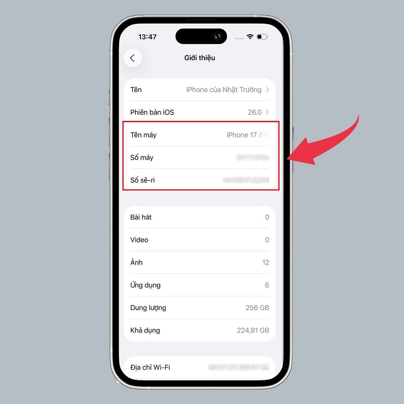 Kiểm tra qua số Seri và kiểu máy