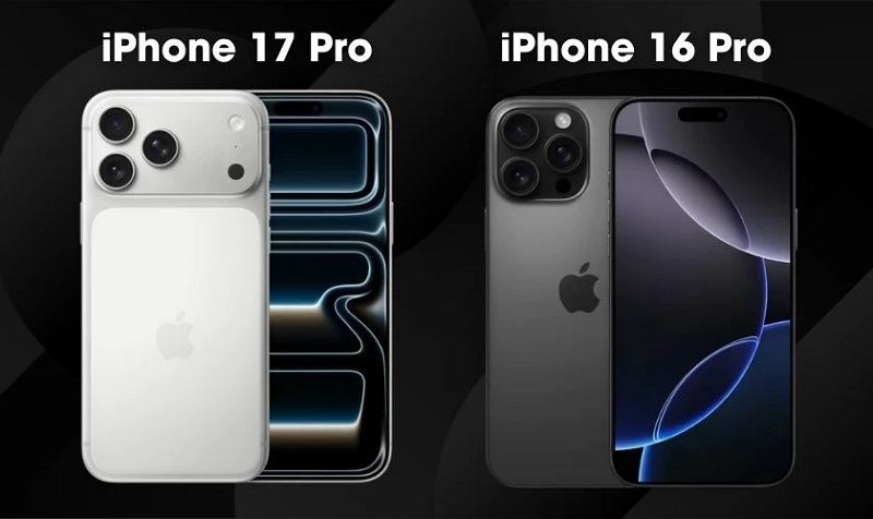 iPhone 17 Pro và iPhone 16 Pro qua màn hình