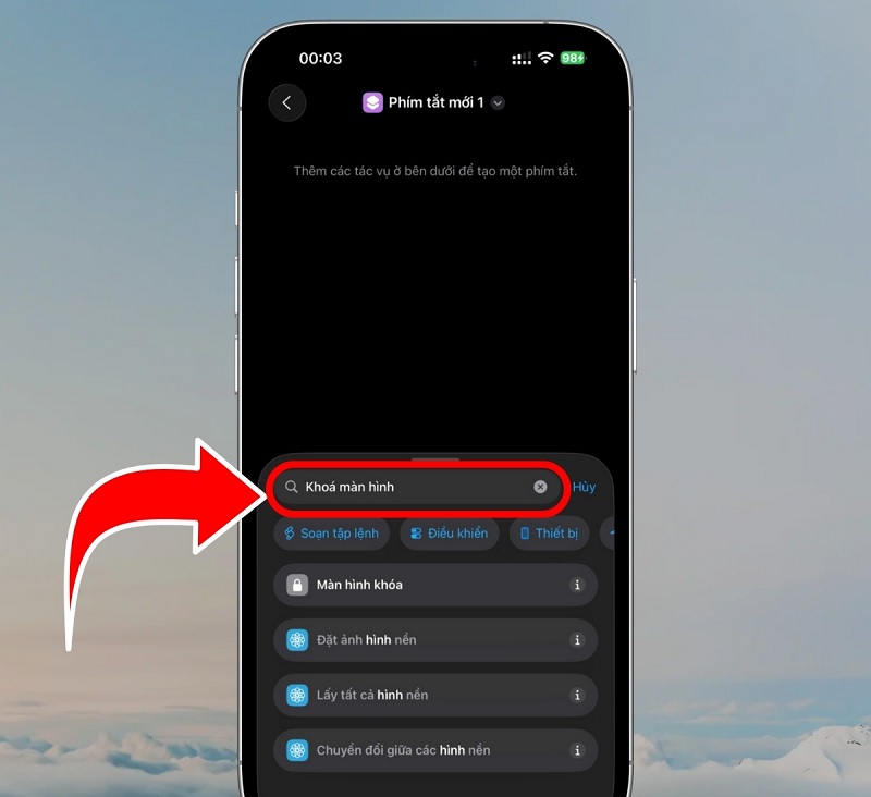 Tạo phím tắt trên iPhone giúp tắt màn hình iPhone 17 Pro Max