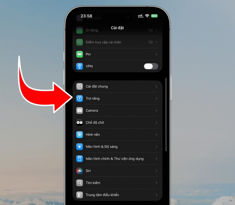 Sử dụng nút home ảo tắt màn hình iPhone 17 Pro Max