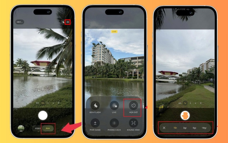 Sử dụng tính năng hẹn giờ chụp trên iPhone 17 Pro Max
