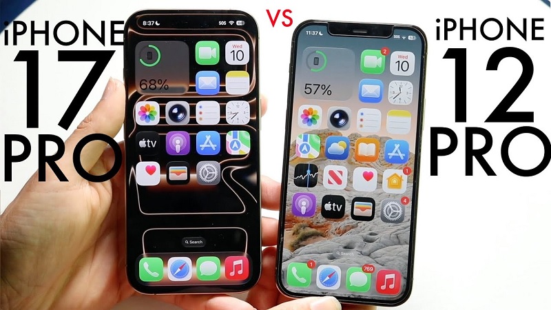 So sánh iPhone 17 Pro và iPhone 12 Pro qua màn hình