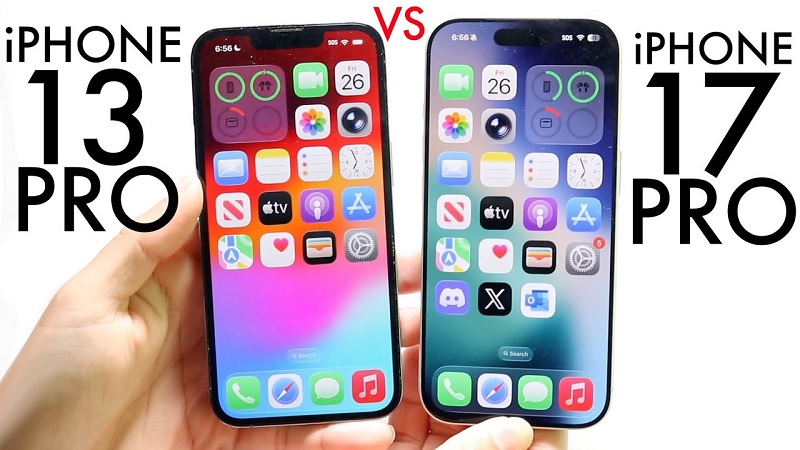 So sánh iPhone 17 Pro và iPhone 13 Pro qua màn hình