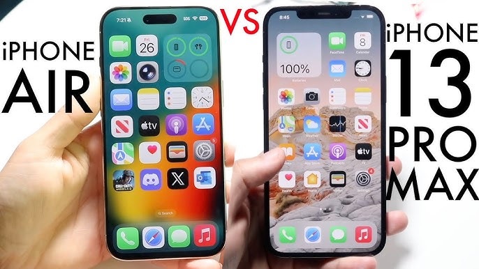 So sánh iPhone Air và iPhone 13 Pro Max qua màn hình